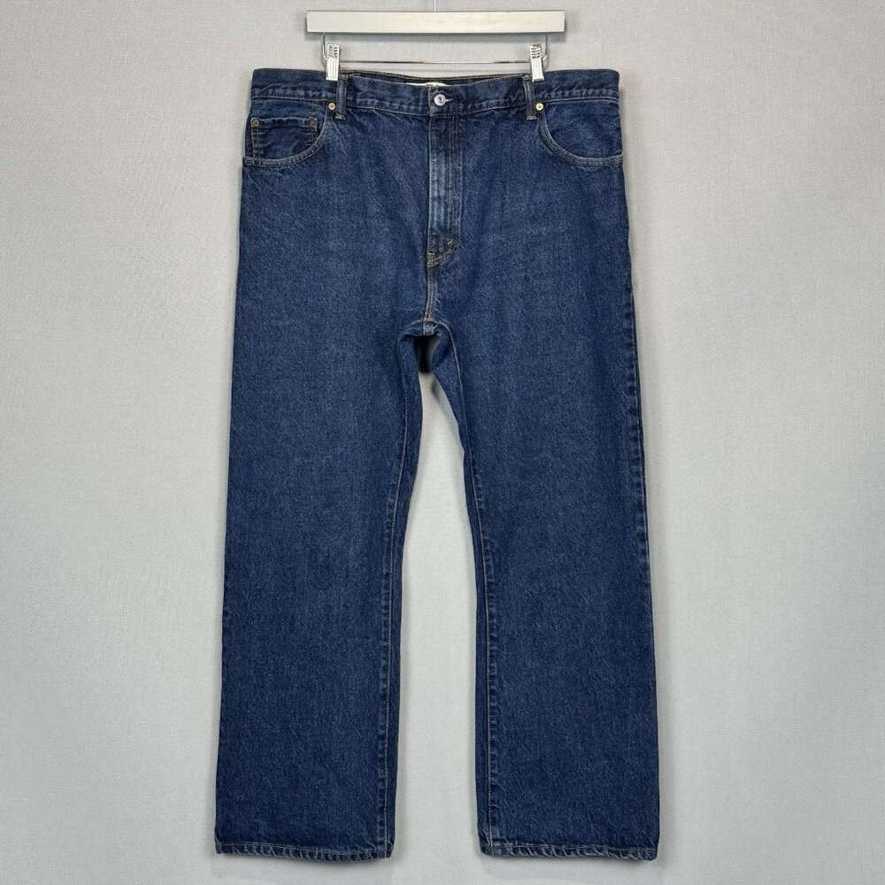 Levis Jeans Men 42x32 Blue 517 Boot Cut Slim Fit Dark Wash 100% Cotton Denim